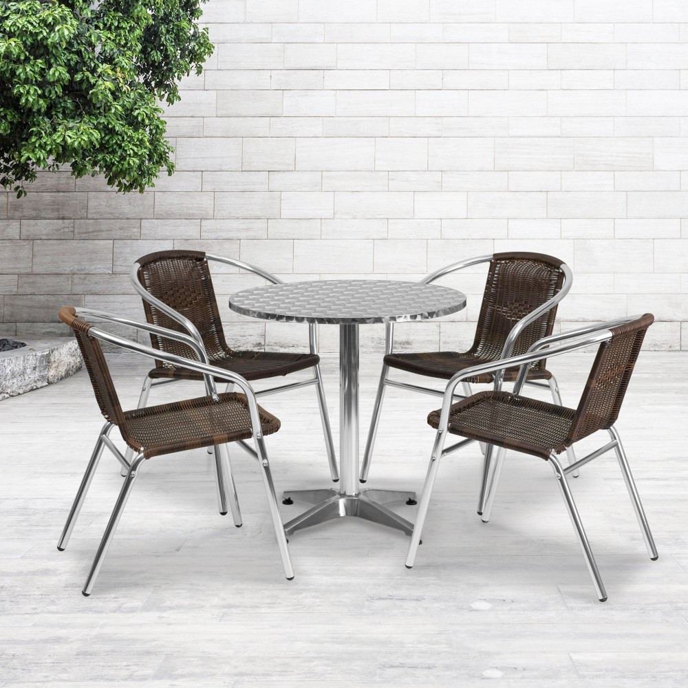 Flash Furniture Lila 5-Piece 27-1/2" Round Aluminum