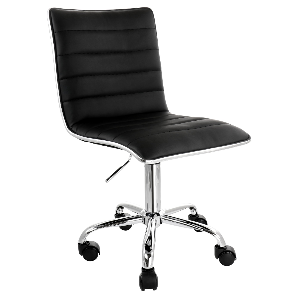 Elama Faux Leather Mid-Back Adjustable Rolling Task Chair,
