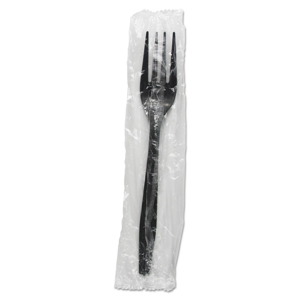 Boardwalk® Heavyweight Wrapped Polypropylene Forks, Black, Pack