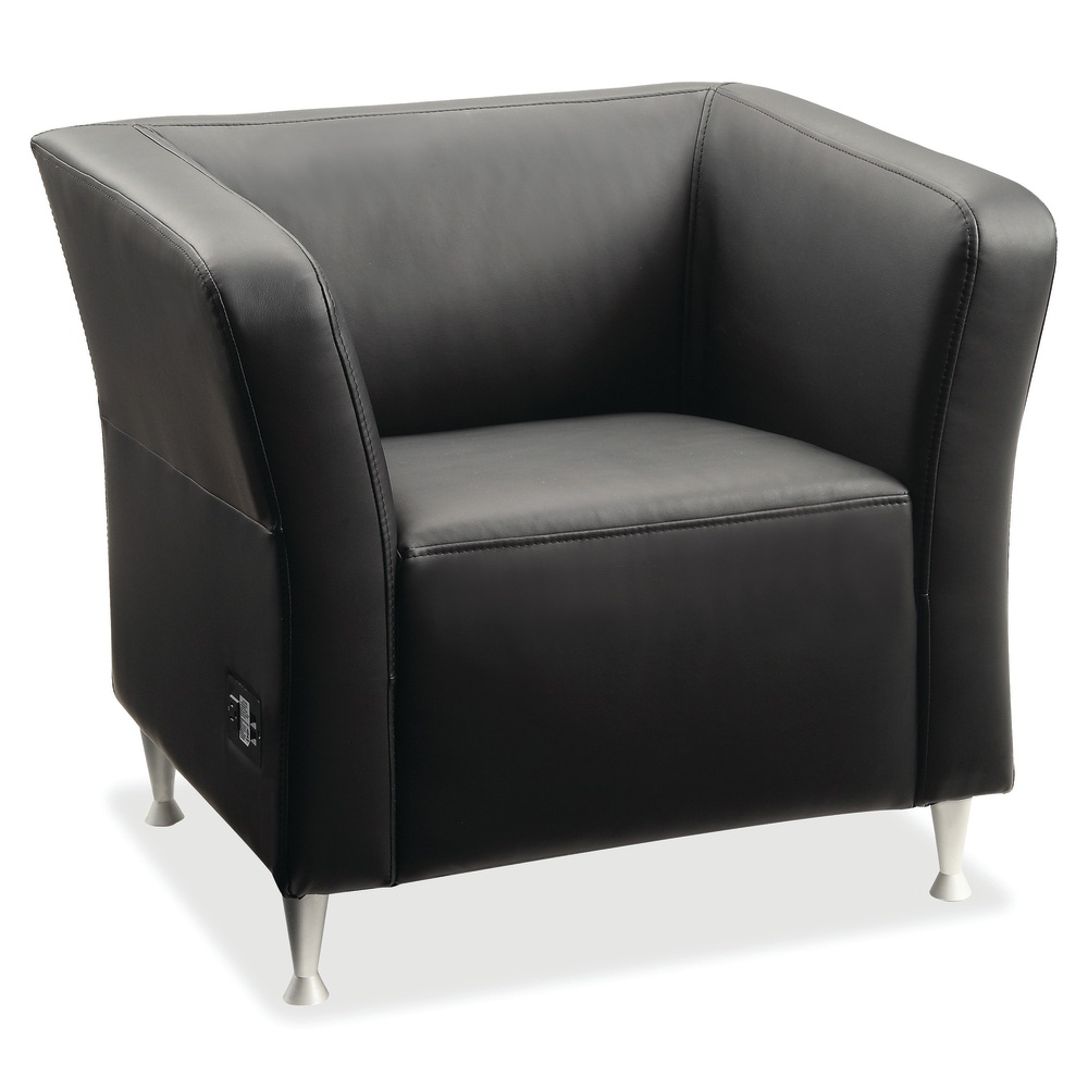 Lorell® Fuze Modular Bonded Leather Lounge Chair, Black