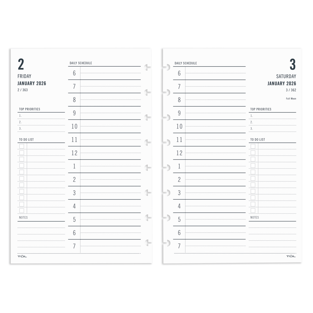 2026 TUL® Discbound Daily Planner Refill Pages, Junior