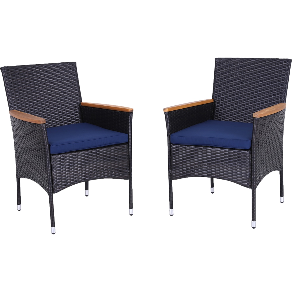 PHI VILLA Rattan Steel Patio Outdoor Dining Chairs,