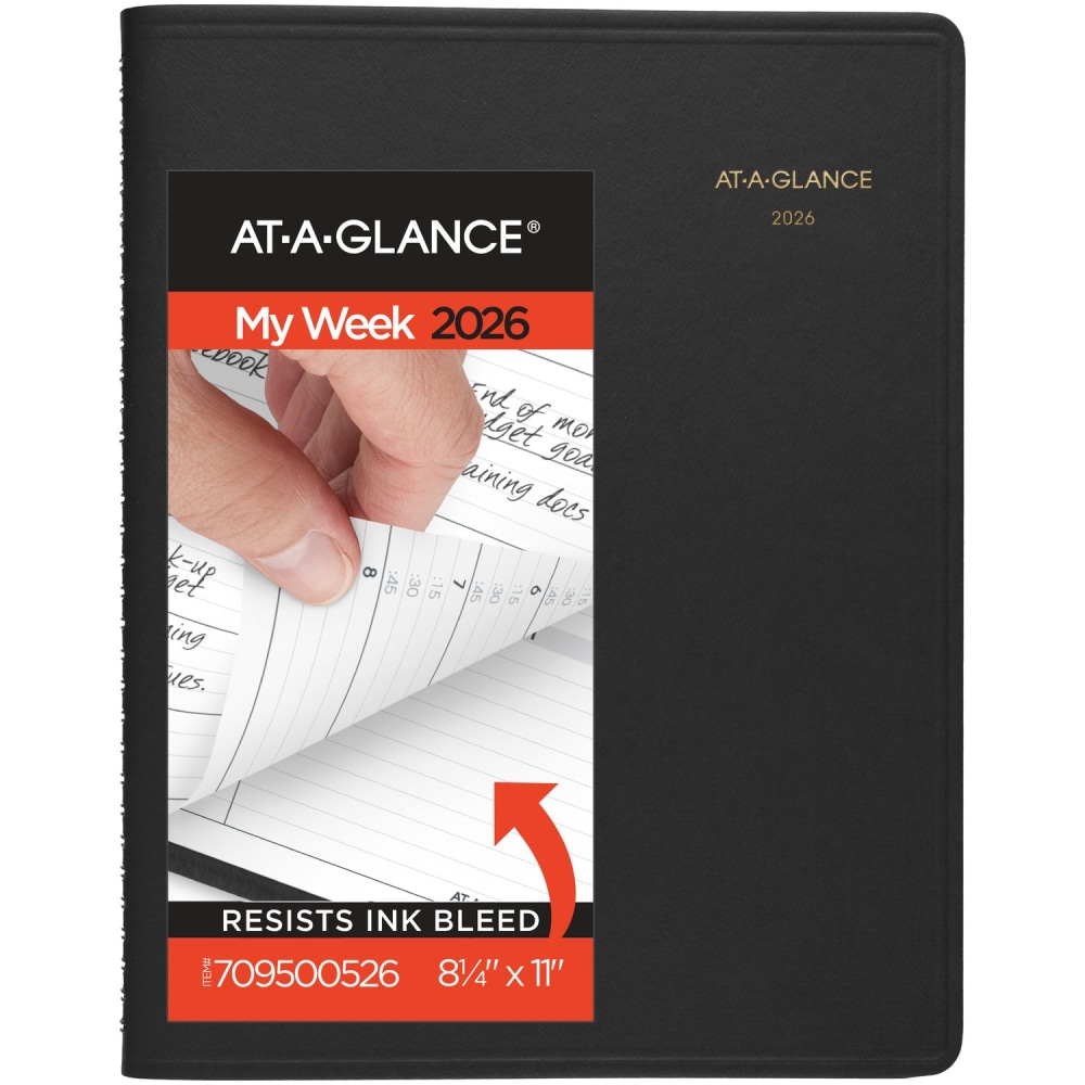 AT-A-GLANCE® 2026 Weekly Appointment Book Planner, Black, Large,