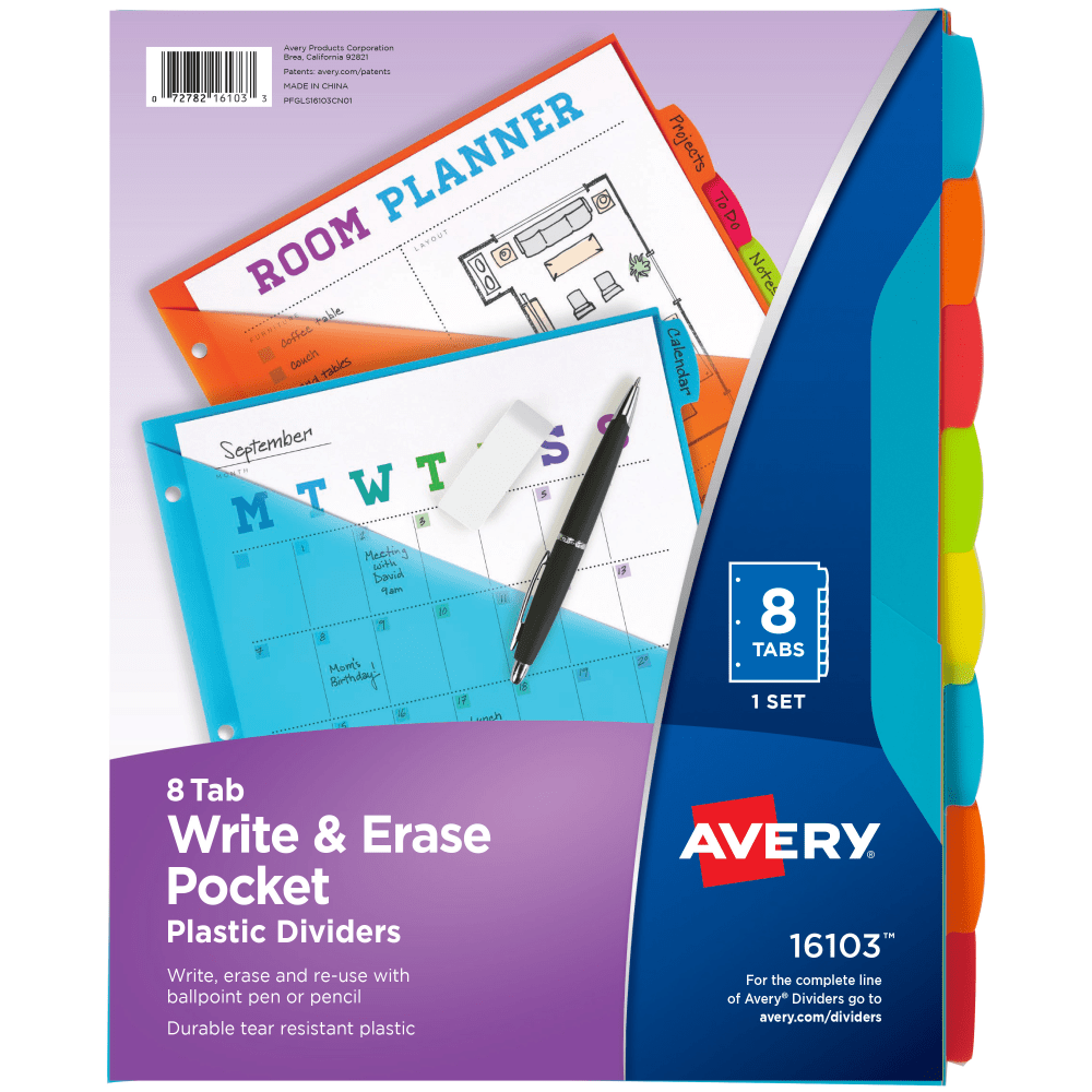 Avery® Write & Erase Durable Plastic Dividers With