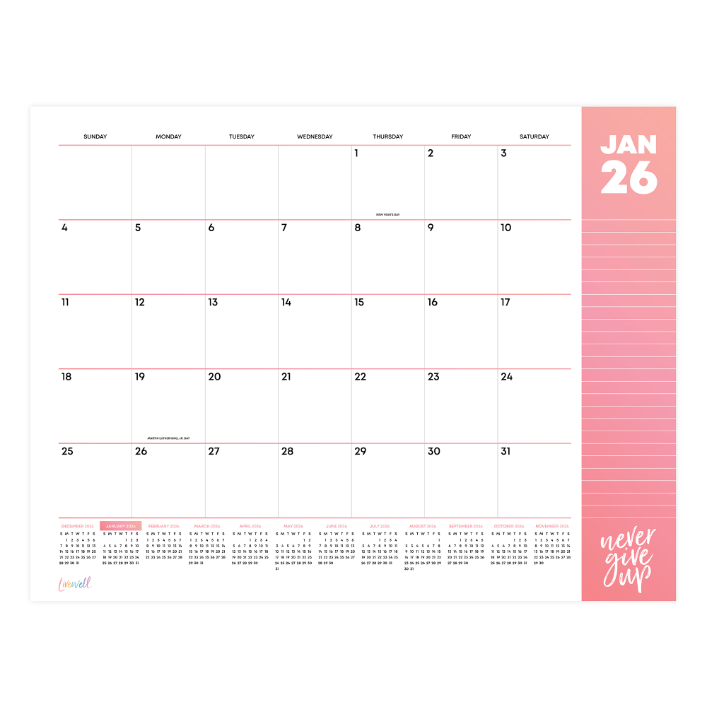 2026 Blue Sky Monthly Desk Pad Planning Calendar,