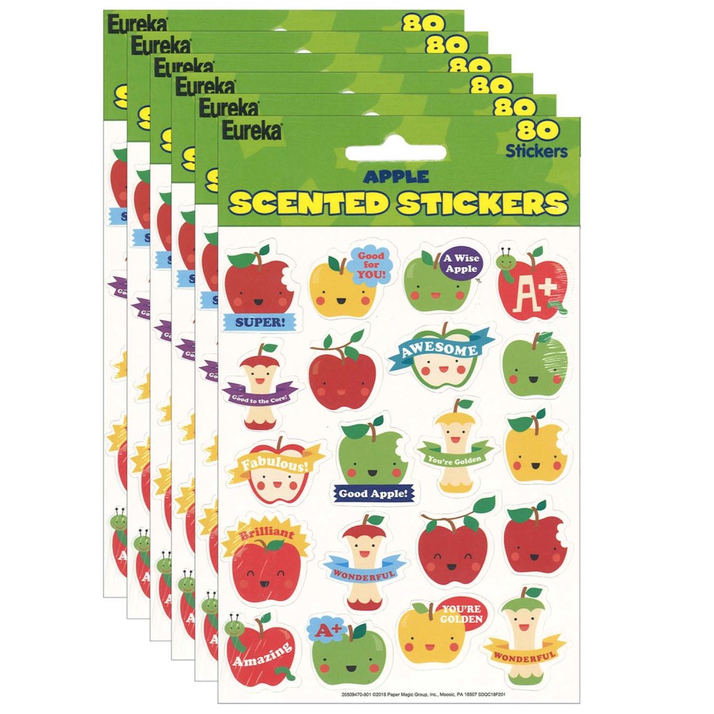 Eureka Scented Stickers, Apple, 80 Stickers Per Pack,