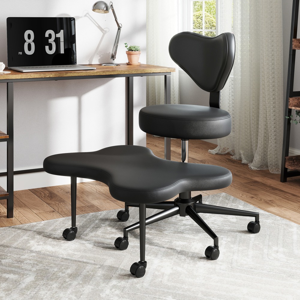 Pinmoco Ergonomic Fabric Mid-Back Cross-Legged Swivel Task Chair,
