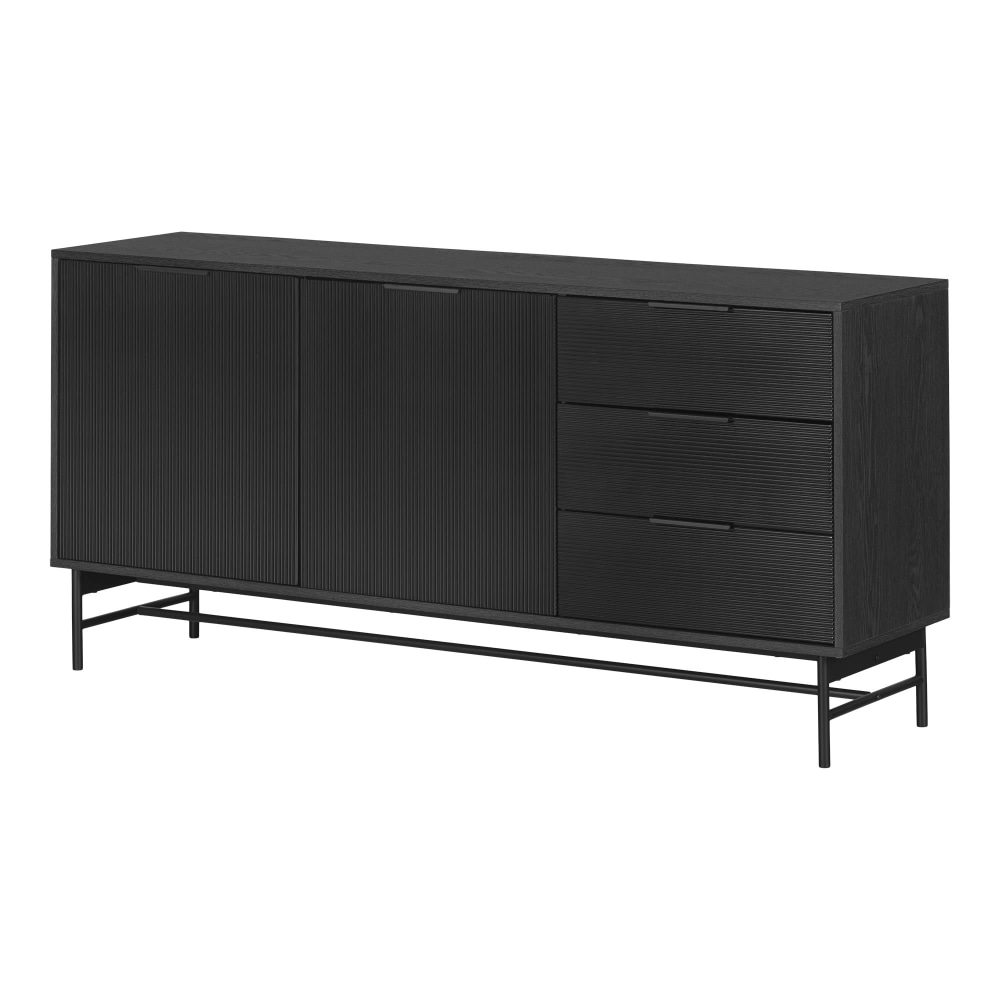 South Shore Arlo 63”W Sideboard Cabinet, Ash Oak/Matte