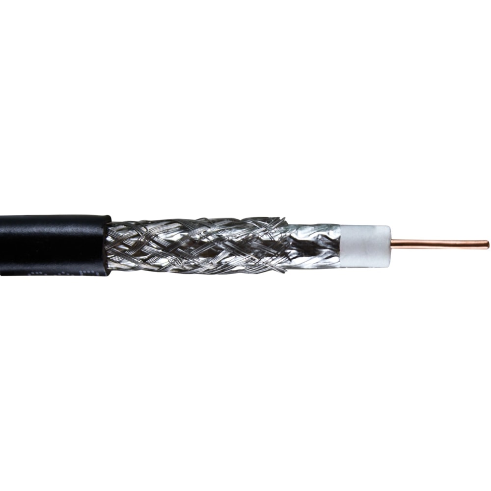 Vericom RG6 CCS Dual-Shield Coaxial Cable, 1,000’, Black,