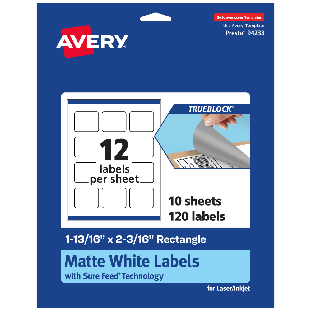 Avery® Print-To-The-Edge TrueBlock® Labels With Sure Feed®,