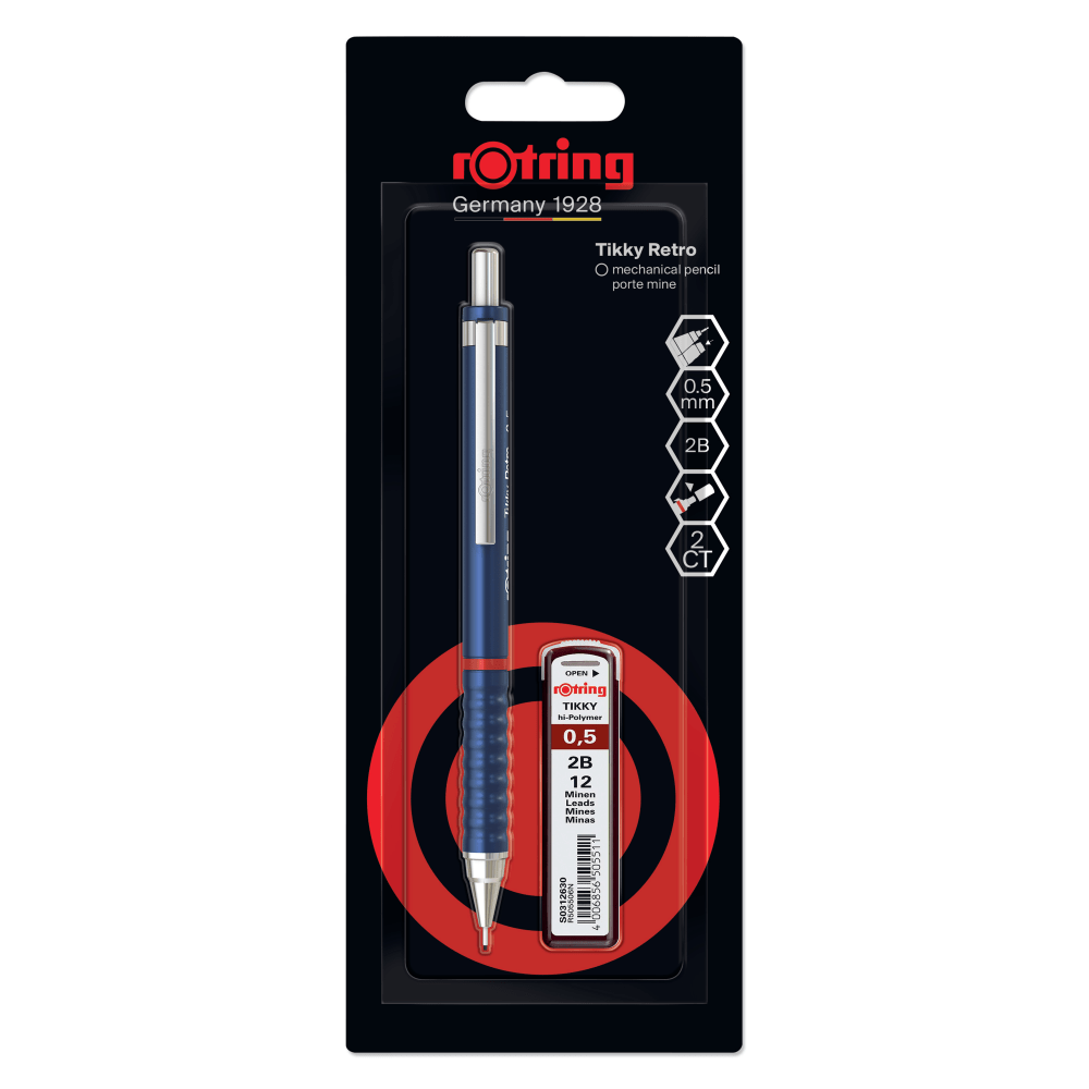 rOtring Tikky Retro 0.5mm Mechanical Pencil, Blue Barrel,