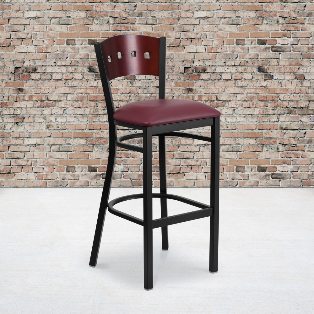 Flash Furniture Decorative Metal/Vinyl Restaurant Barstool With 4