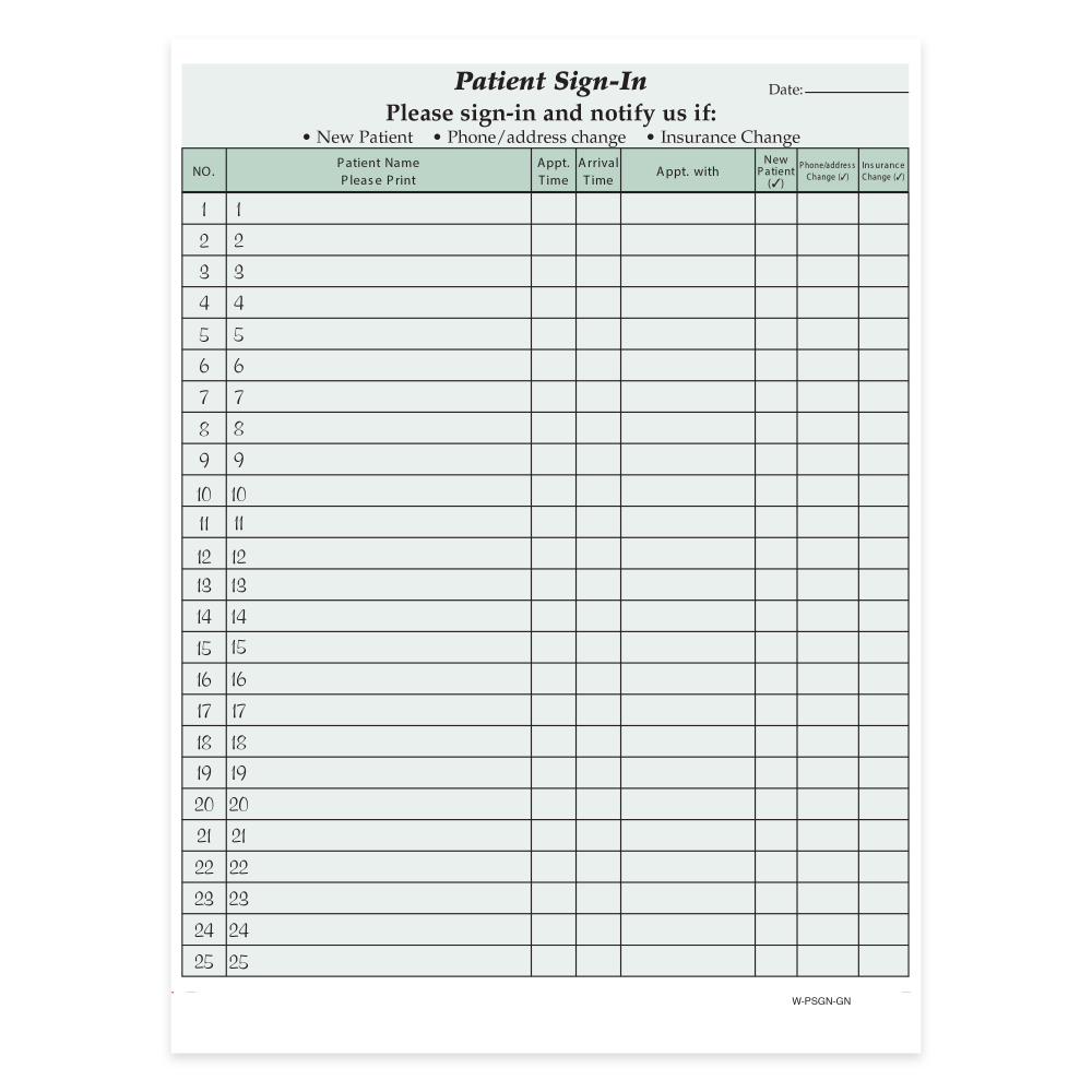 HIPAA Compliant Patient/Visitor Privacy 2-Part Sign-In Sheets,