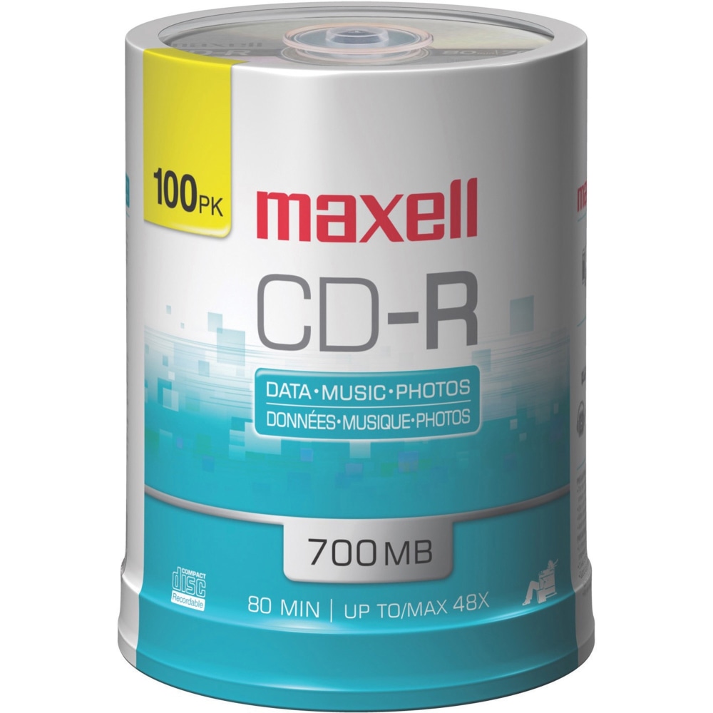 Maxell® CD-R Media Spindle, 700MB/80 Minutes, Pack Of