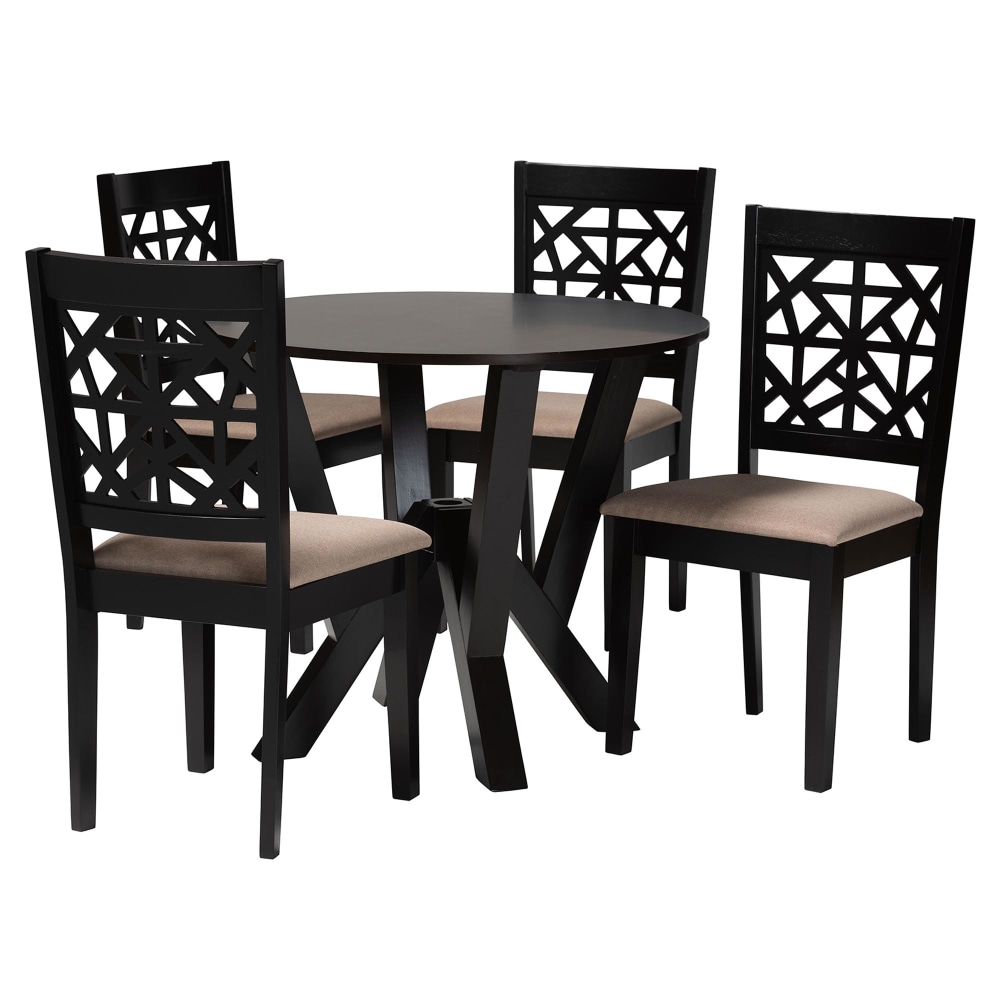 Baxton Studio Felice Modern Fabric/Finished Wood 5-Piece Dining