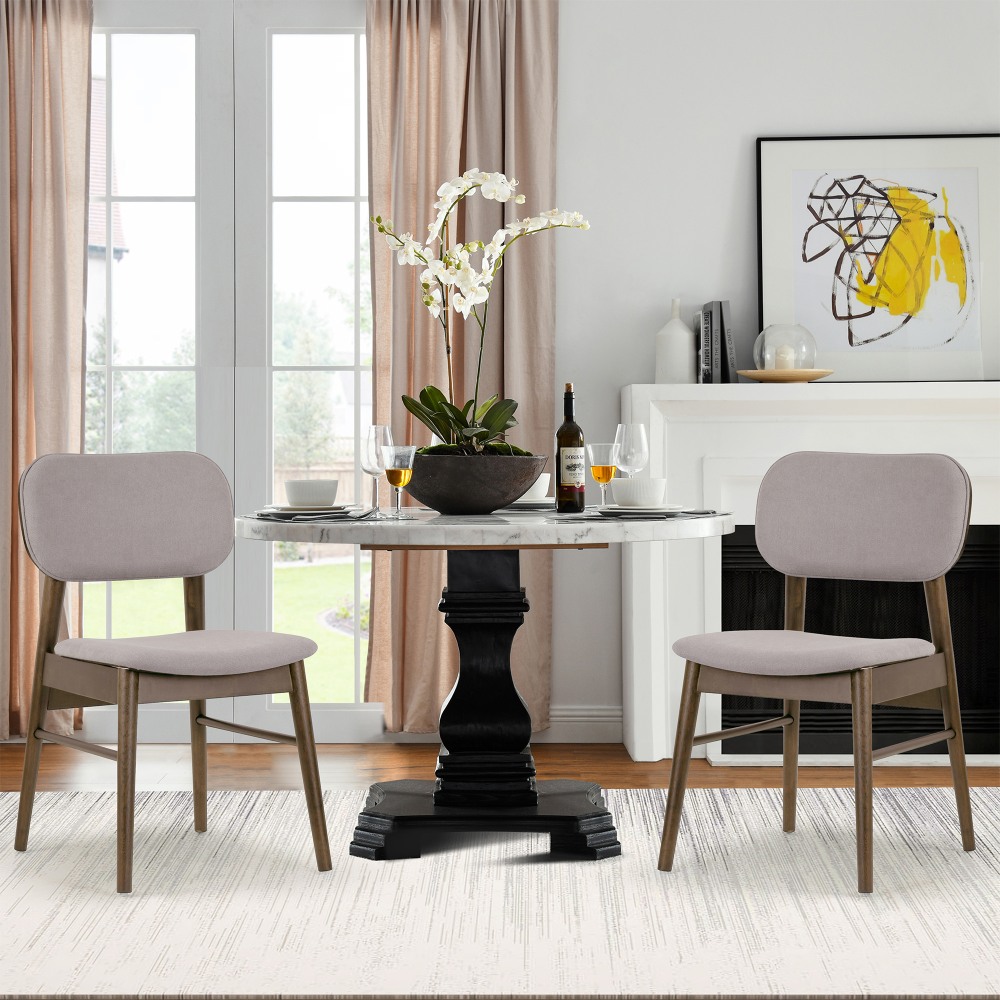 Glamour Home Babette Fabric Dining Accent Chairs, Gray/Walnut,