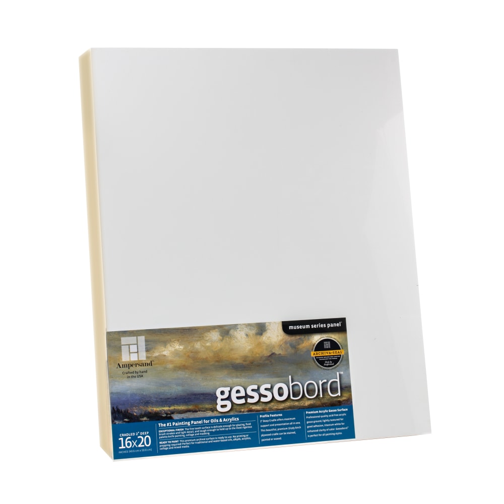 Ampersand Deep Cradle Gessobord, 16" x 20", White