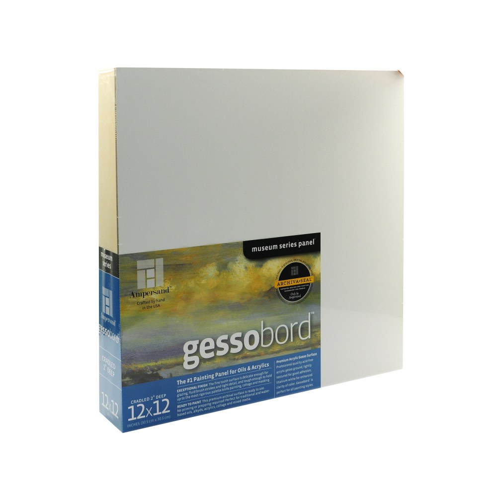 Ampersand Deep Cradle Gessobord, 12" x 12", White