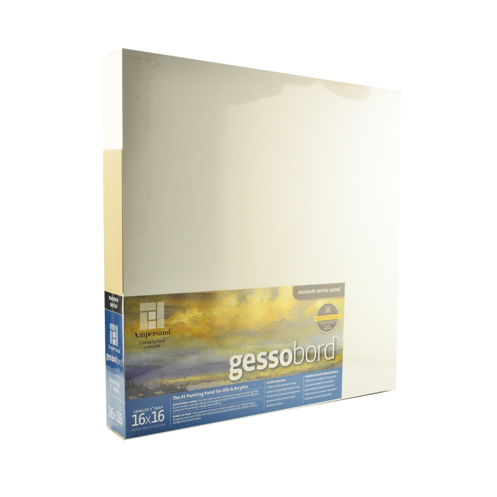 Ampersand Deep Cradle Gessobord, 16" x 16", White