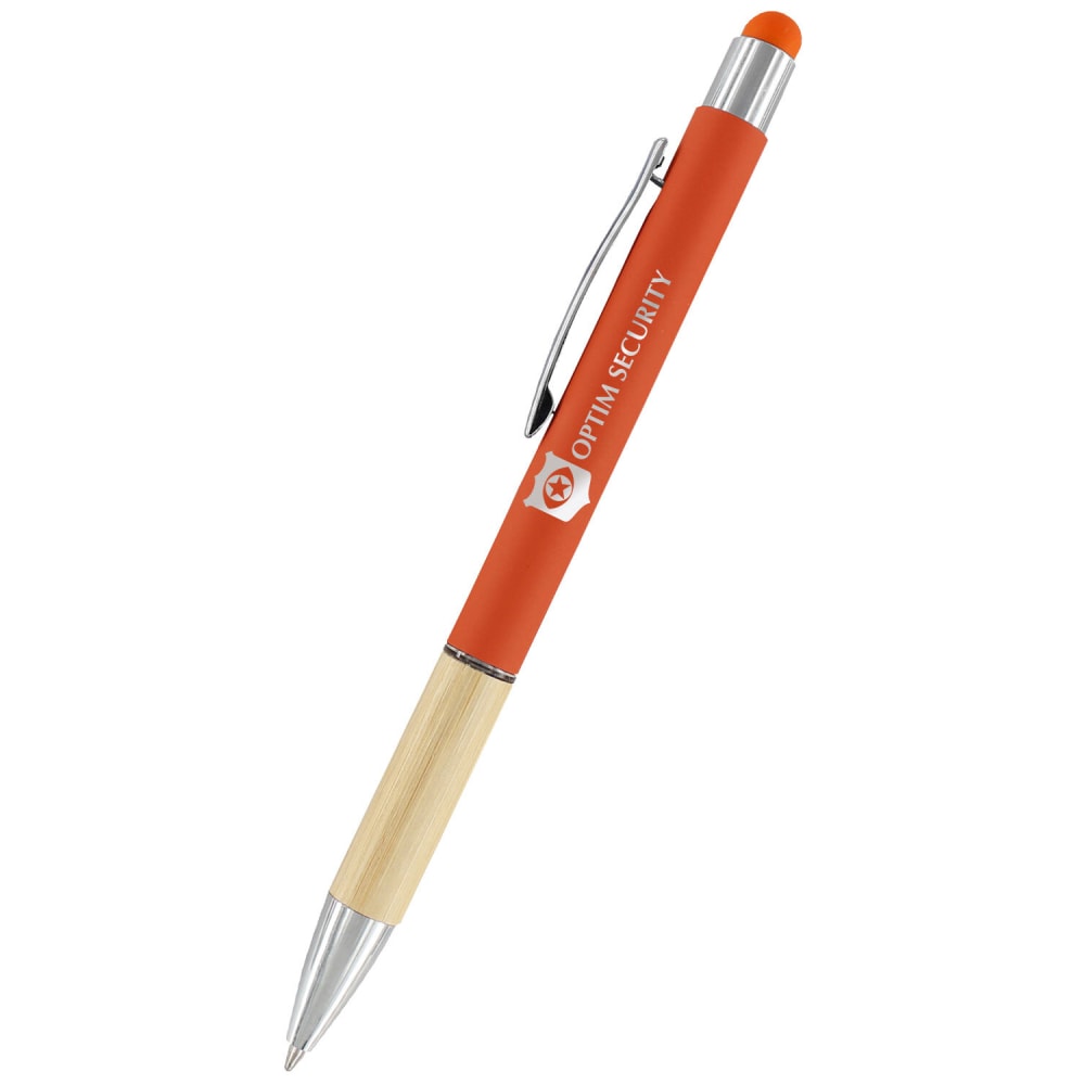 Custom Promotional Saratoga Bamboo Grip Stylus Pen