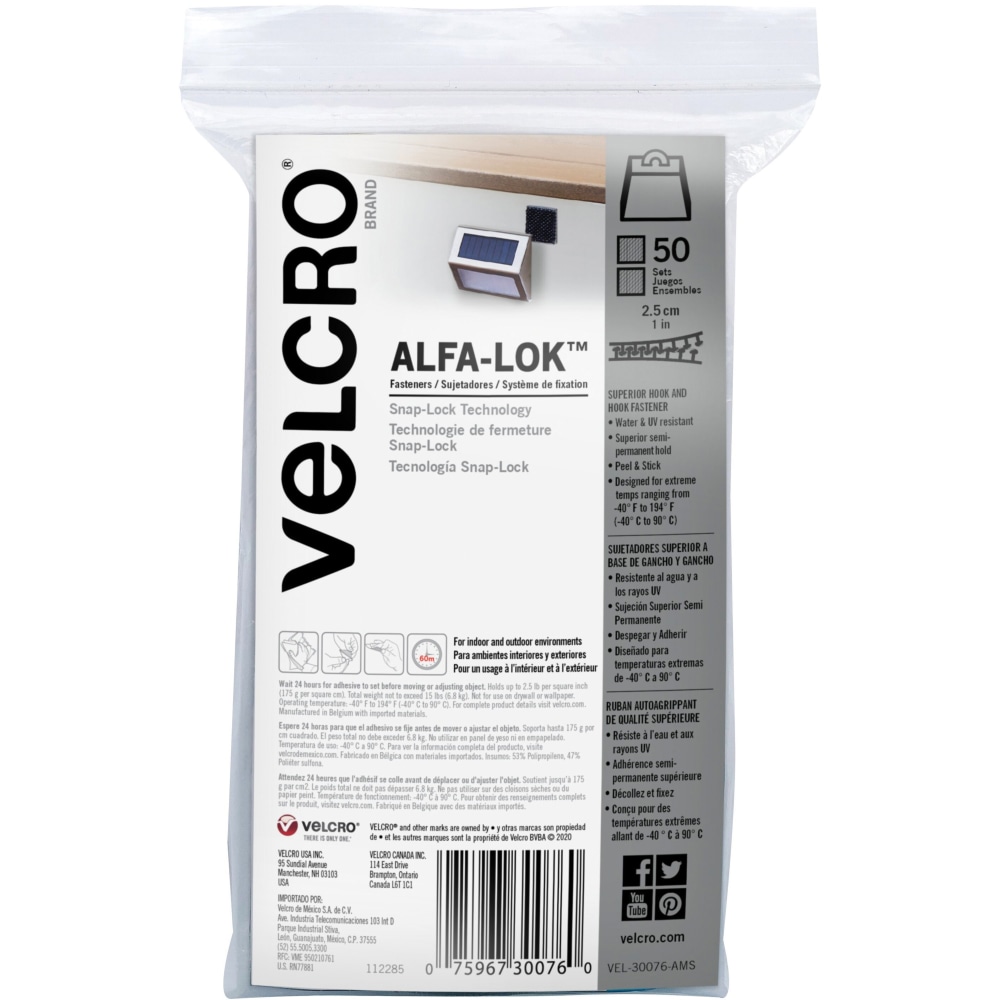 VELCRO® Alfa-Lok Fasteners - 1" Length x 1"