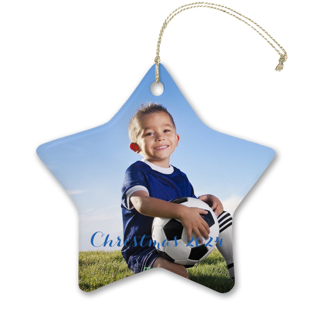 Custom Full-Color Photo Ceramic Keepsake Holiday Ornament With