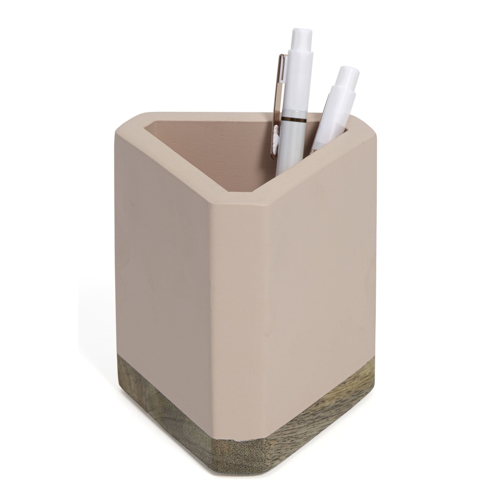 Realspace® Wood Pen Cup, 4-1/2"H x 3-1/2"W x