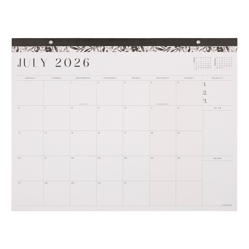 Citrine 12-Month Desk Calendar, 22” x 17”, Midnight