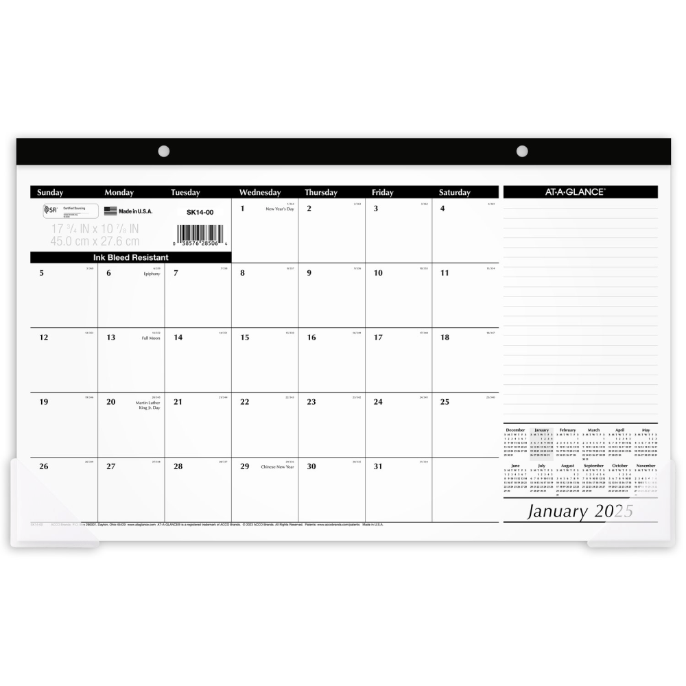 2025 AT-A-GLANCE® Monthly Desk Pad Calendar, 17-3/4" x