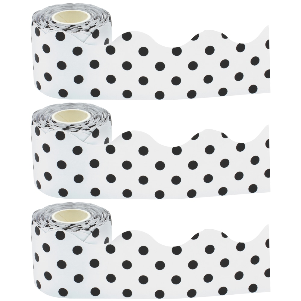 Teacher Created Resources Scalloped Border Trim, Black Polka