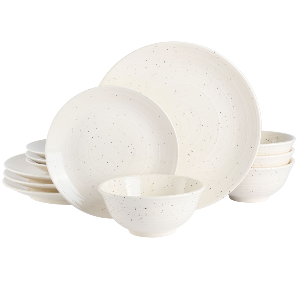 Gibson Elite Ramapo 12-Piece Stoneware Dinnerware Set, White
