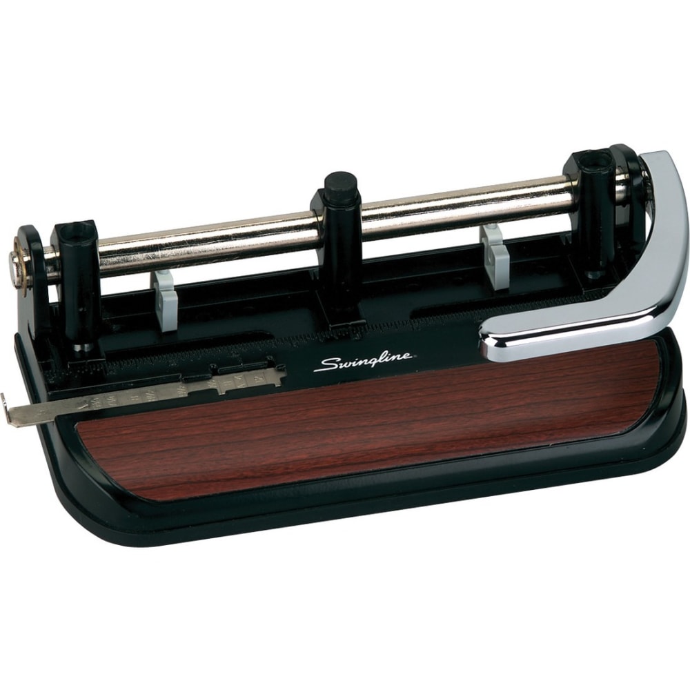 Swingline® Heavy Duty Adjustable 3-Hole Punch, Black/Faux