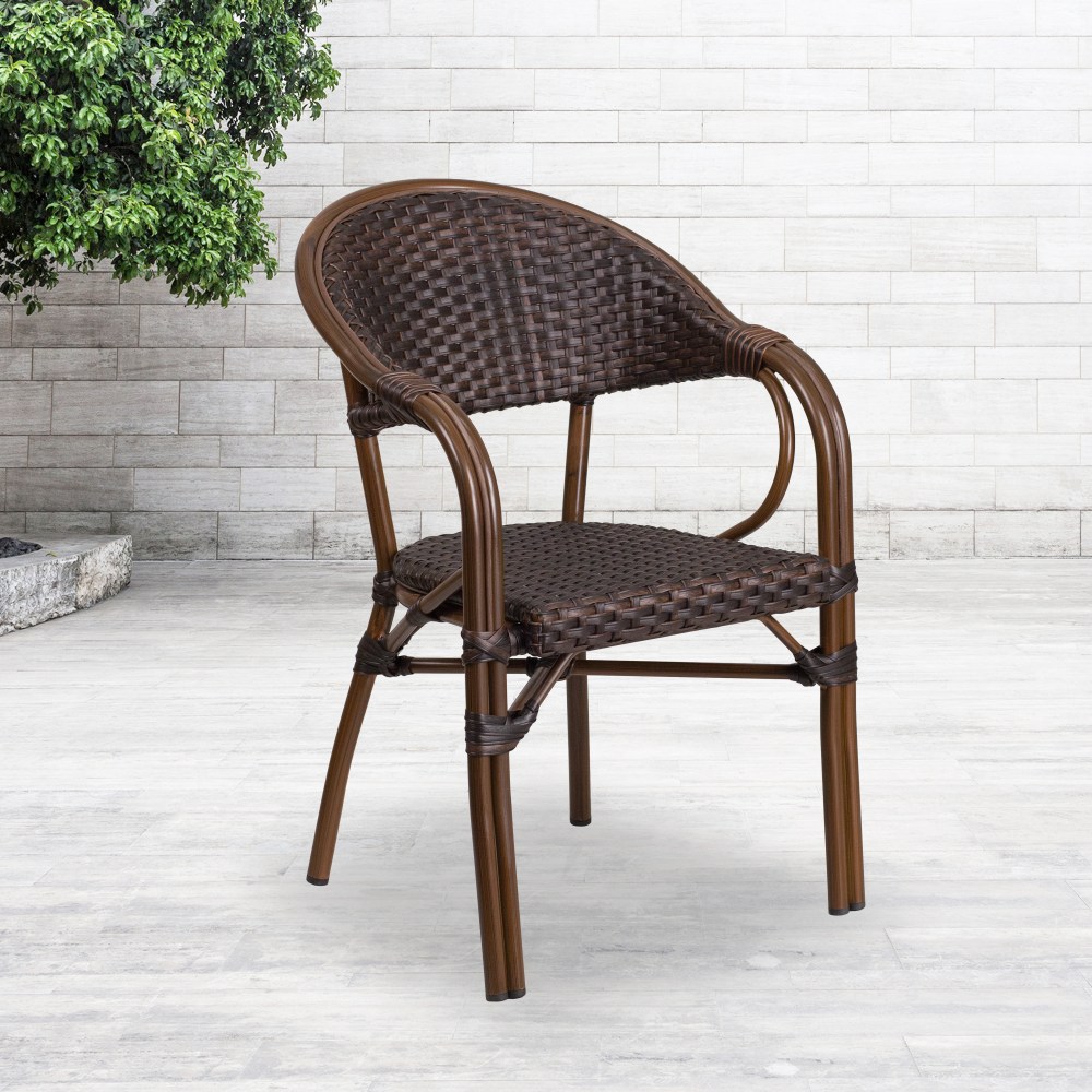 Flash Furniture Milano Rattan Restaurant Patio Chair, Dark