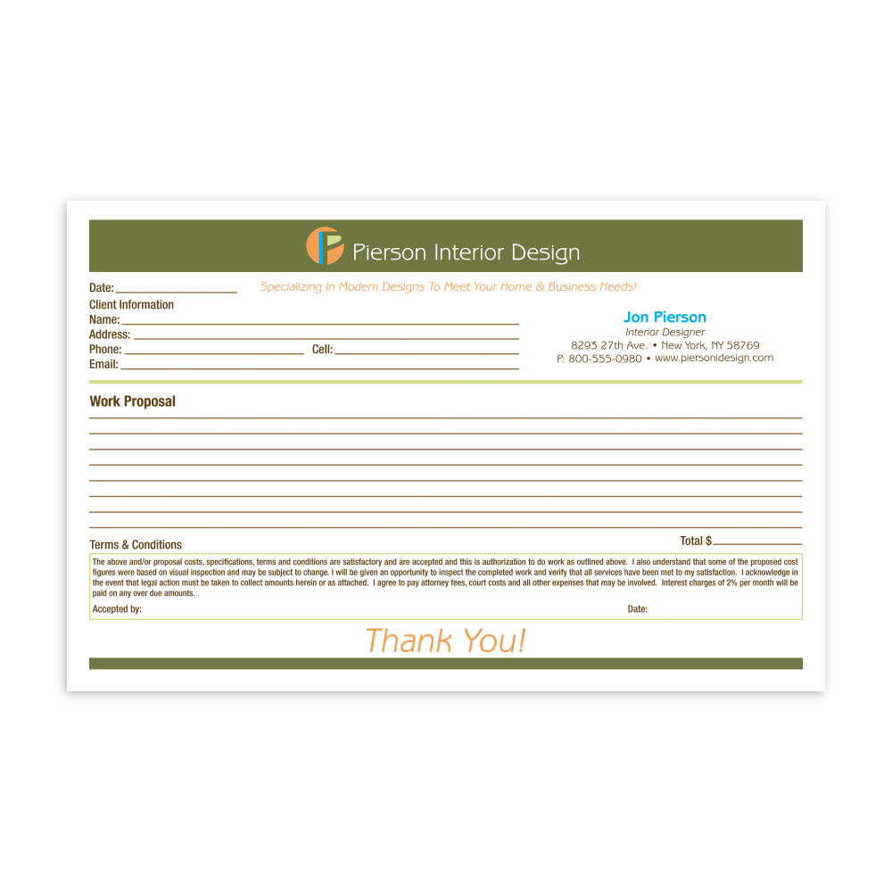 Custom Carbonless Business Forms, Create Your Own, Full