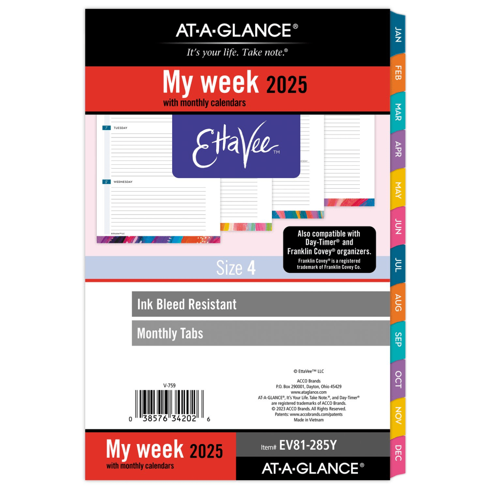2025 AT-A-GLANCE® EttaVee™ Weekly/Monthly Planner Refill,