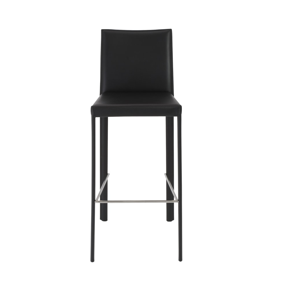 Eurostyle Hasina Regenerated Leather Bar Stools, Black, Set
