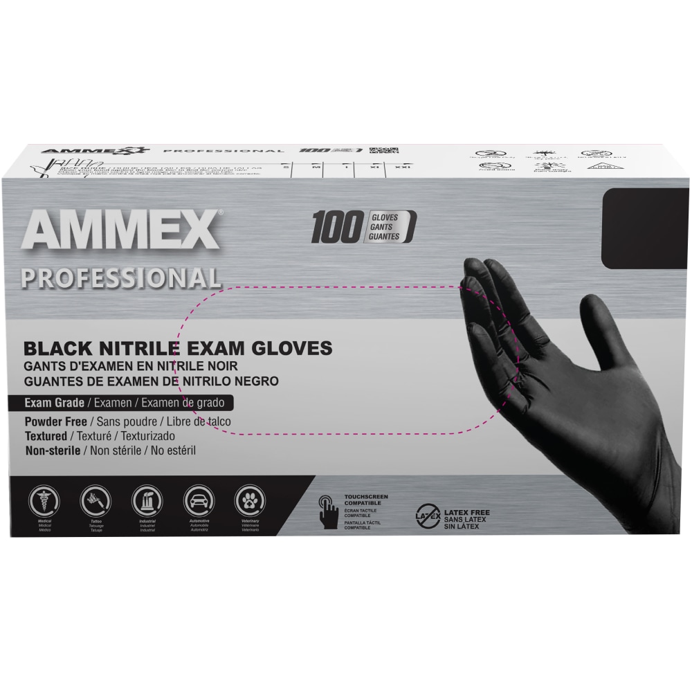 AMMEX Professional Black Nitrile Powder Free Exam Large