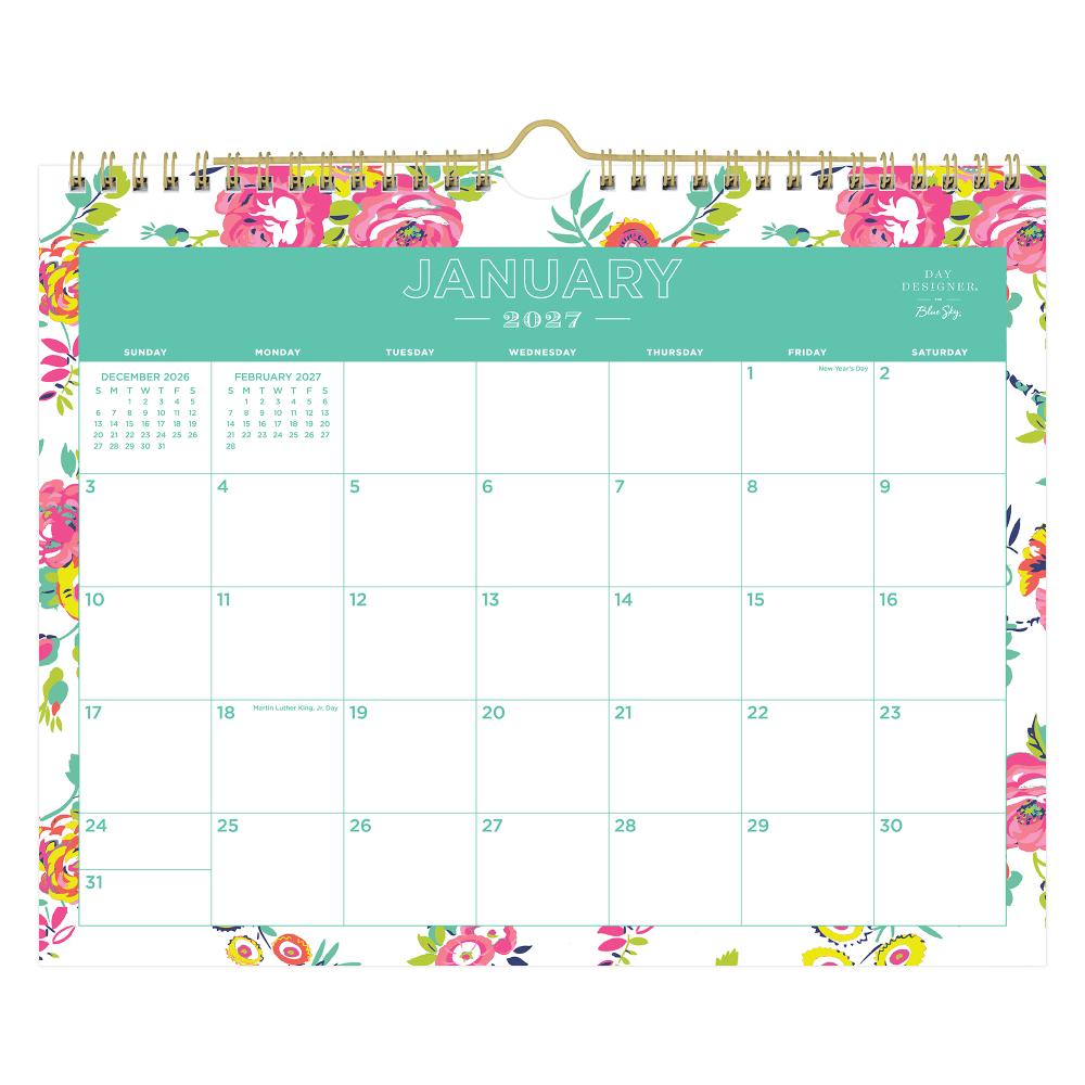 2027 Blue Sky Peyton White Monthly Wall Calendar,