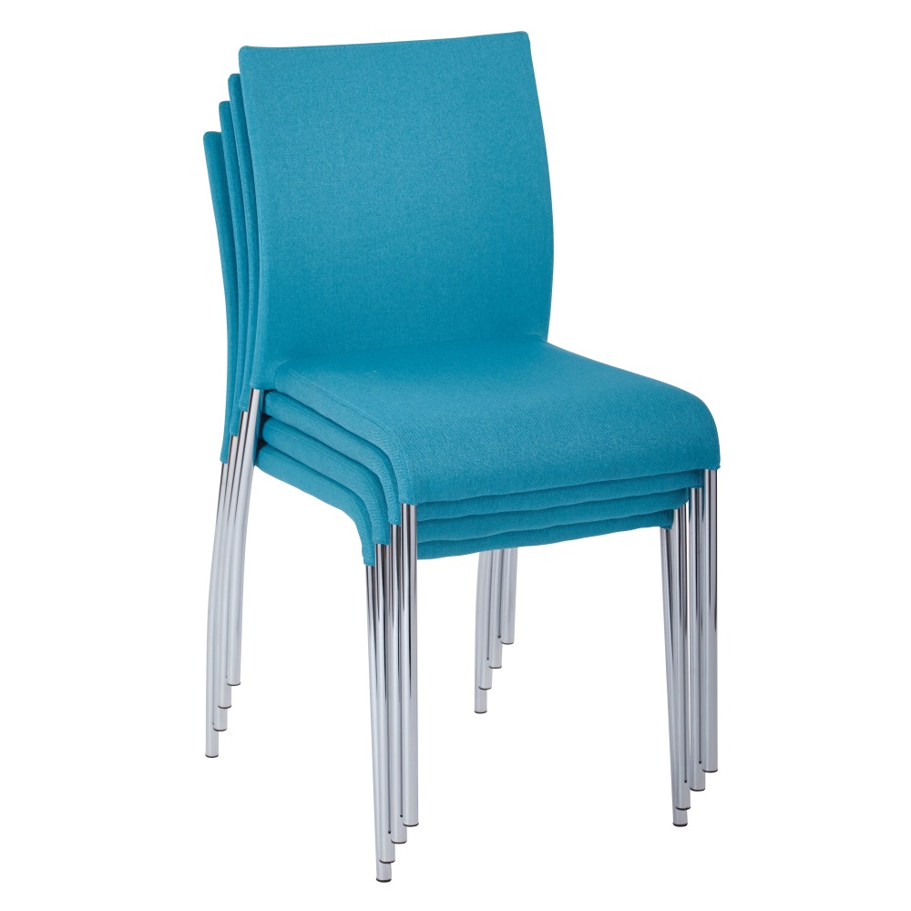 Ave Six Conway Stacking Chairs, Aqua/Silver, Set Of