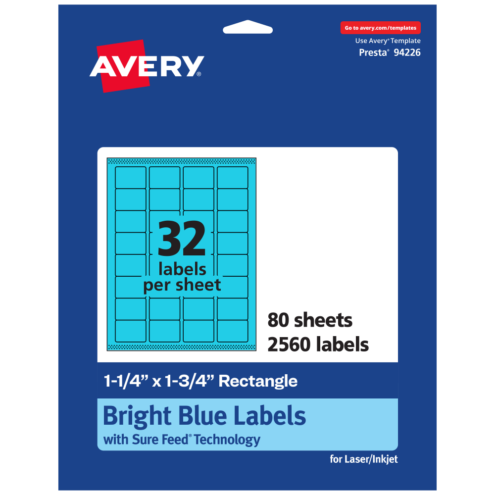 Avery® Printable Labels With Sure Feed® Technology, 94226-BBP80,