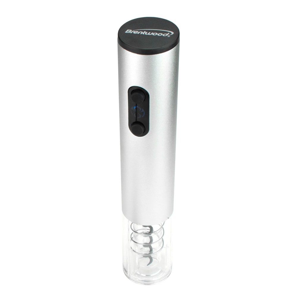 Brentwood Portable Electric Wine Bottle Opener, 10”, Silver