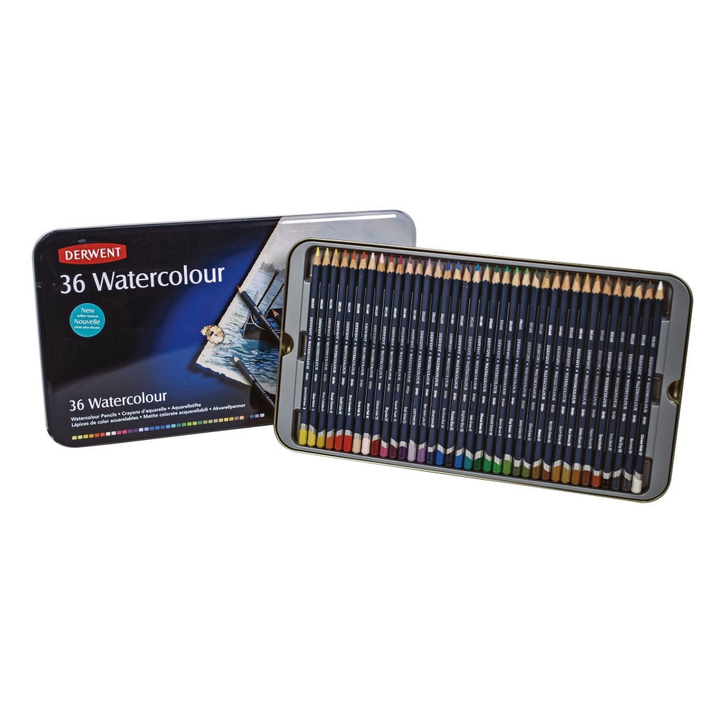 Derwent Watercolor Pencil Set With Tin, Assorted Colors,