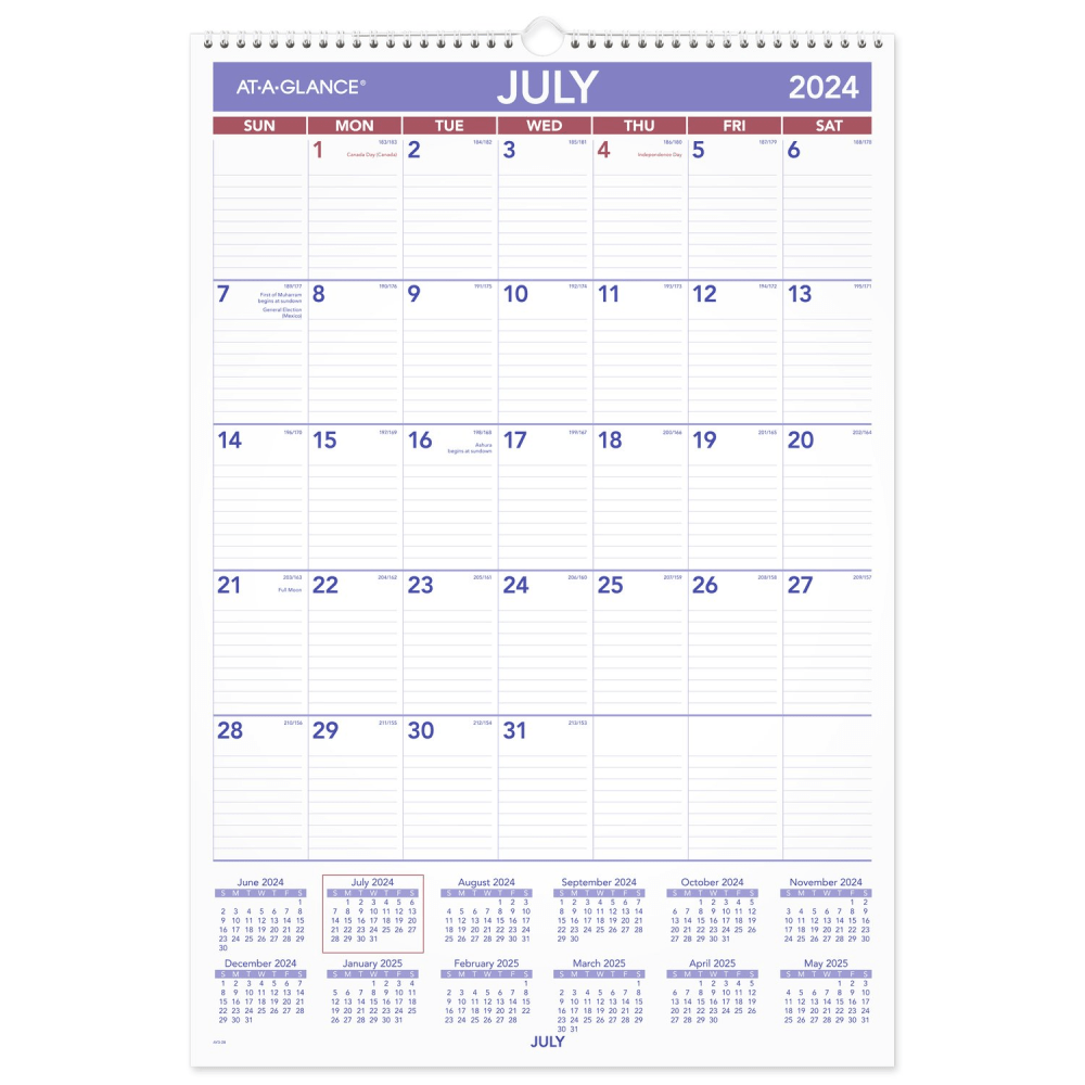 2024-2025 AT-A-GLANCE® Academic Large Monthly Wall Calendar,