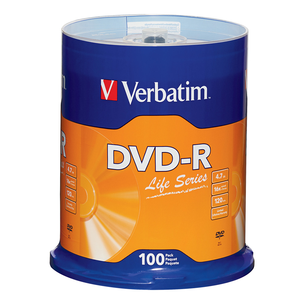 Verbatim® Life Series DVD-R Disc Spindle, Pack Of