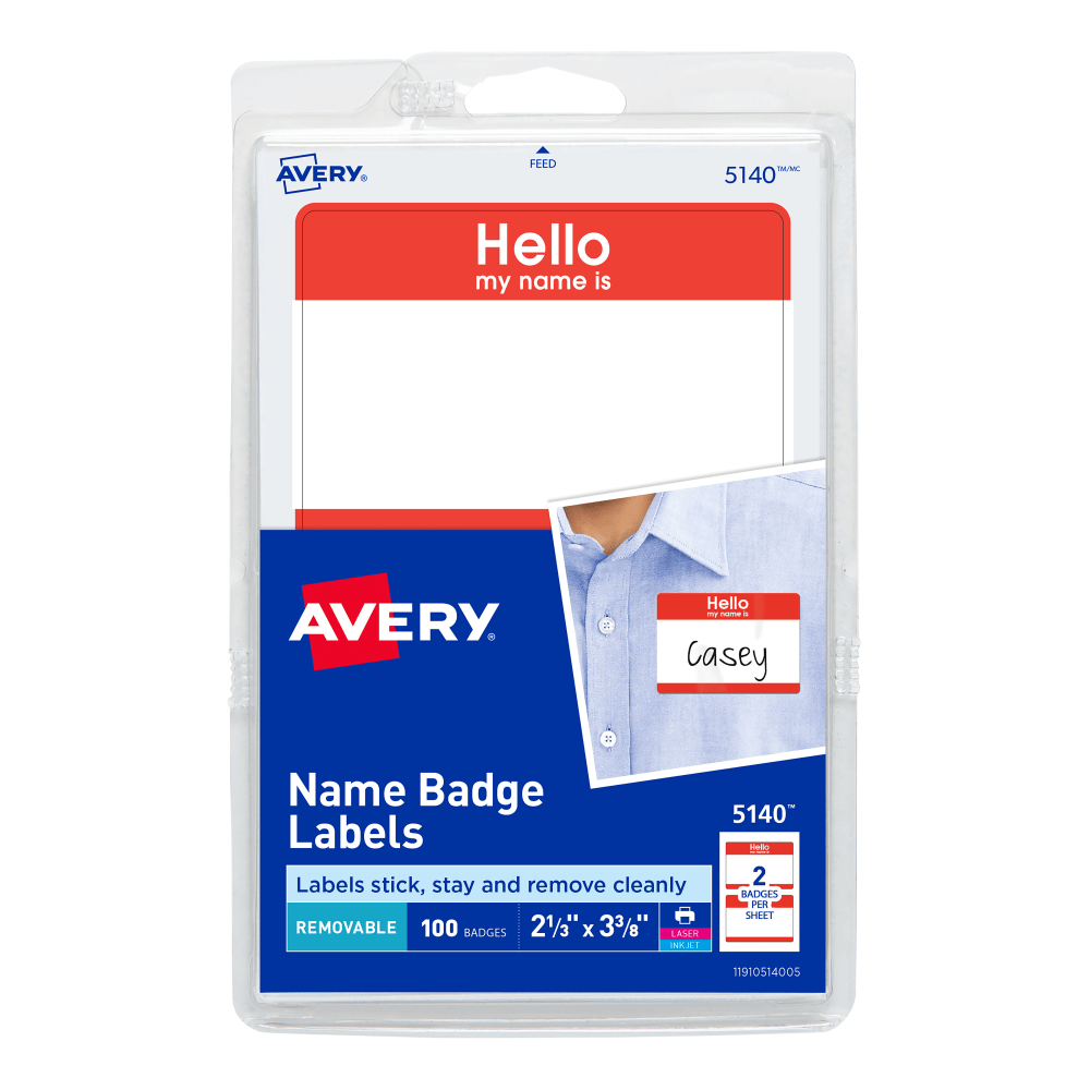 Avery® "Hello My Name Is" Name Tags, 05140,