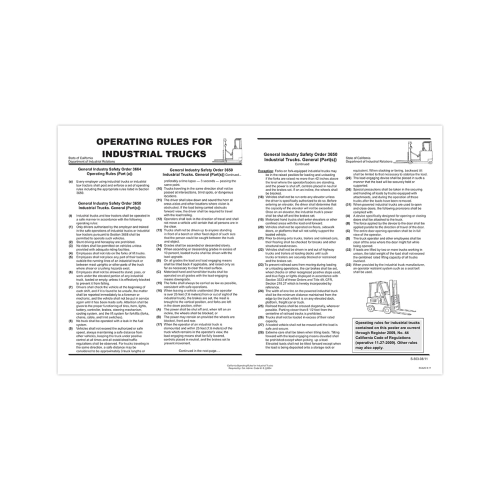 ComplyRight™ State Specialty Poster, Operating Rules For