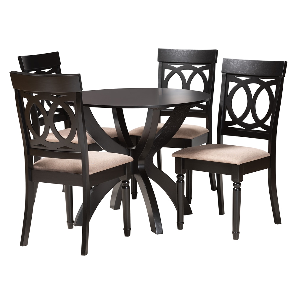 Baxton Studio Velia Modern Fabric/Finished Wood 5-Piece Dining
