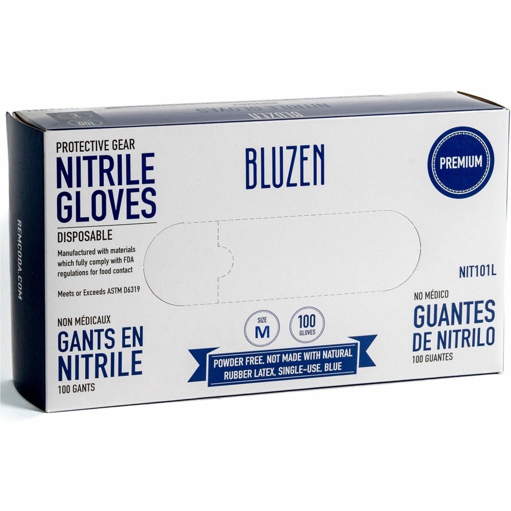 BLUZEN Extra-Strength Nitrile Gloves - 4 mil Thickness