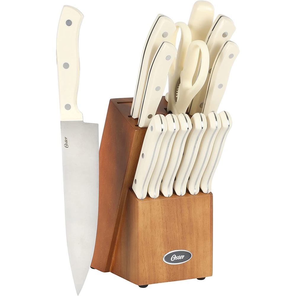 Oster Evansville Stainless Steel Blade Cutlery Set, White,