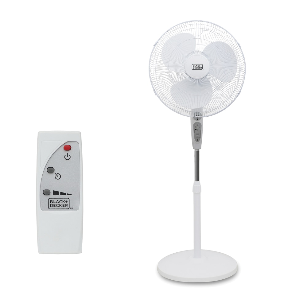 Black+Decker 18 In. Stand Fan with Remote, White